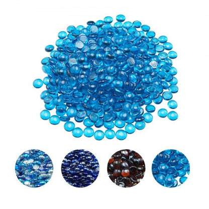 Fire Glass, 20 lbs / 9.0 kg High-Temperature Resistant Fireplace Rocks, 3/4-Inch / 19.05 mm Reflective Firepit Glass Beads, High Luster Stone Landscaping for Fire Pit Table, Caribbean Blue