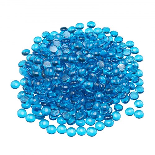 Fire Glass, 10 lbs / 4.5 kg High-Temperature Resistant Fireplace Rocks, 3/4-Inch / 19.05 mm Reflective Firepit Glass Beads, High Luster Stone Landscaping for Fire Pit Table, Caribbean Blue