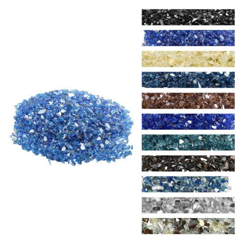 Fire Glass, 10LBS / 4.5KG High-Temperature Resistant Fireplace Rocks, 1/4-Inch / 6.35 mm Reflective & Smokeless Firepit Glass Rock, High Luster Stone Landscaping for Fire Pit Table, Cobalt Blue