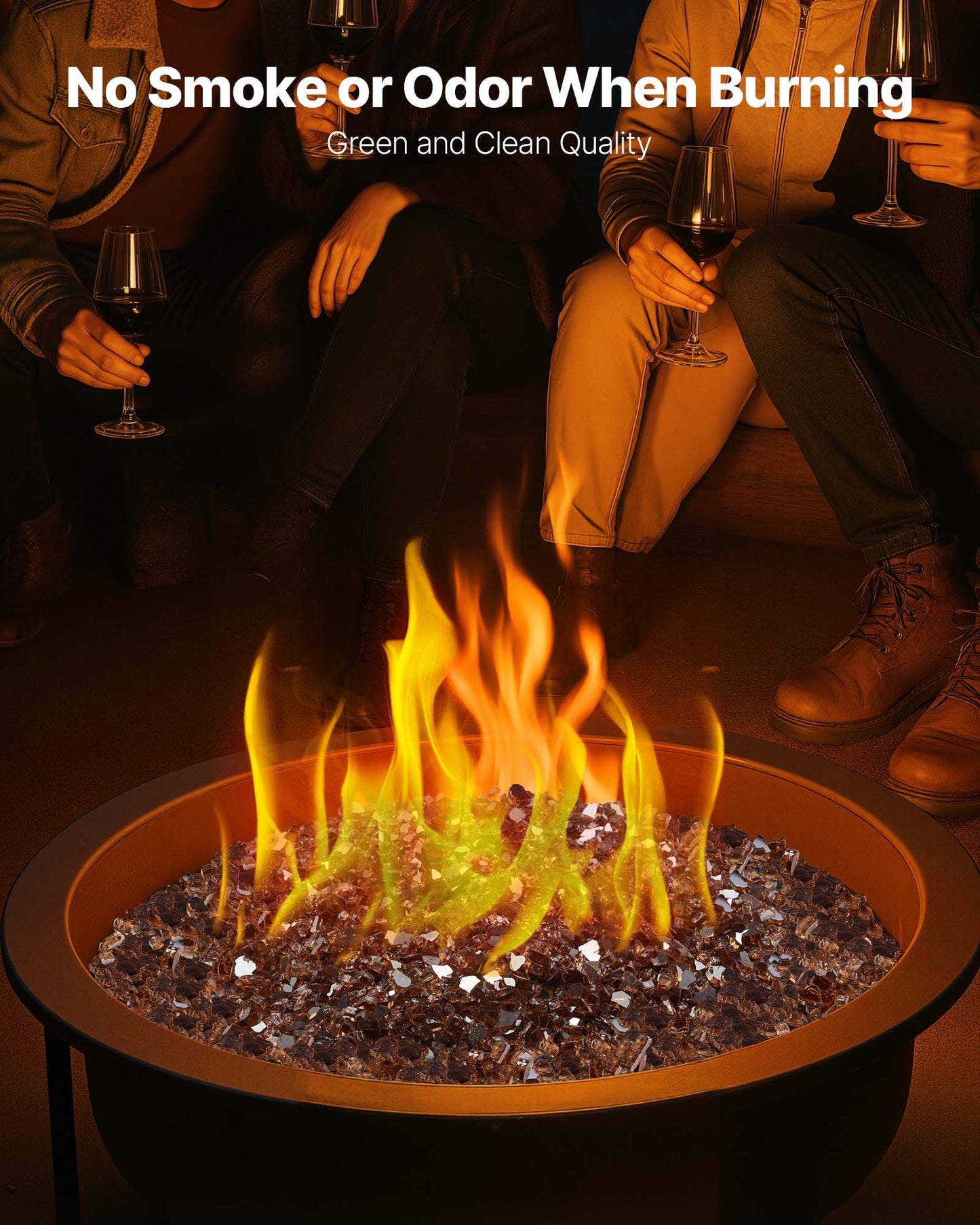 Fire Glass, 10 LBS / 4.5 KG High-Temperature Resistant Fireplace Rocks, 1/4-Inch / 6.35 mm Reflective & Smokeless Firepit Glass Rock, High Luster Stone Landscaping for Fire Pit Table, Copper