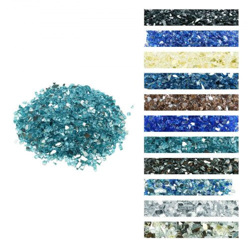 Fire Glass, 20 LBS / 9 KG High-Temperature Resistant Fireplace Rocks, 1/2-Inch / 12.7 mm Reflective & Smokeless Firepit Glass Rock, High Luster Stone Landscaping for Fire Pit Table, Aqua Blue
