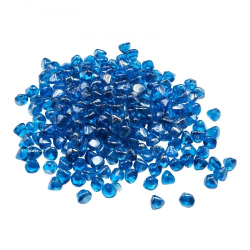 Fire Glass, 10LBS / 4.5KG High-Temperature Resistant Fireplace Rocks, 1 Inch / 25.4 mm Reflective Firepit Glass Diamond Beads, High Luster Stone Landscaping for Fire Pit Table, Caribbean Blue