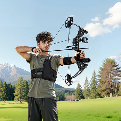 Compoundbåge, justerbar draglängd 48-76 cm, compoundbågspaket för nybörjare, dragvikt 8-32 kg, bågar och pilar för bågskytte, högerhandskit med jaktutrustning, 320 fps, svart