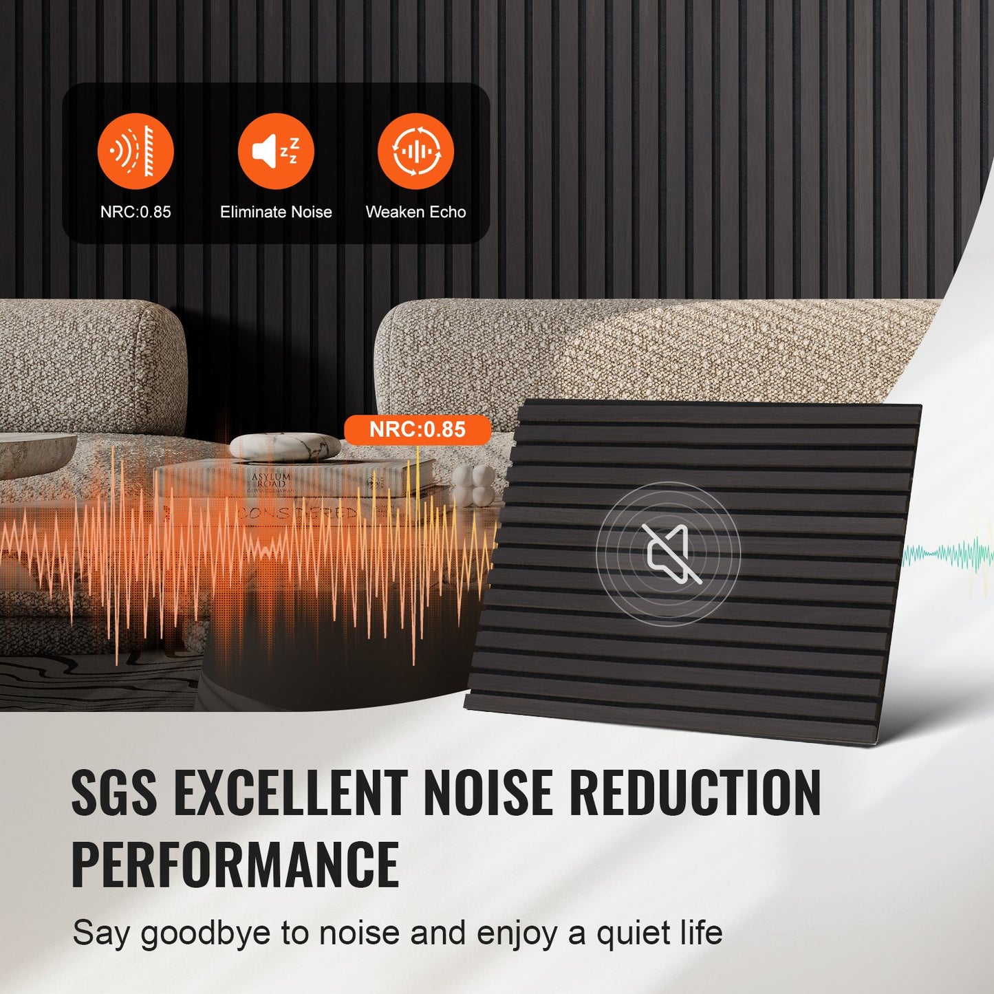 Wood Slat Acoustic Panels, 23.6 x 47.2 inch, MDF Accent Wooden Wall Panels for Modern Interior Wall Decor, Faux Wood Wall Board Panels for Noise Reduction, Black Oak