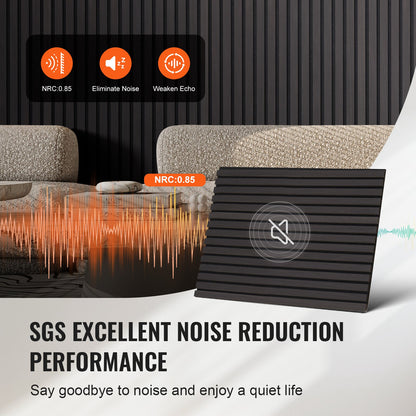 Wood Slat Acoustic Panels, 23.6 x 47.2 inch, MDF Accent Wooden Wall Panels for Modern Interior Wall Decor, Faux Wood Wall Board Panels for Noise Reduction, Black Oak