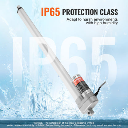 Linear Actuator 12V, 20 Inch Waterproof IP65 Linear Actuator, 660lbs/3000N 0.19"/s Linear Motion Actuator with Mounting Bracket for Outdoor Use