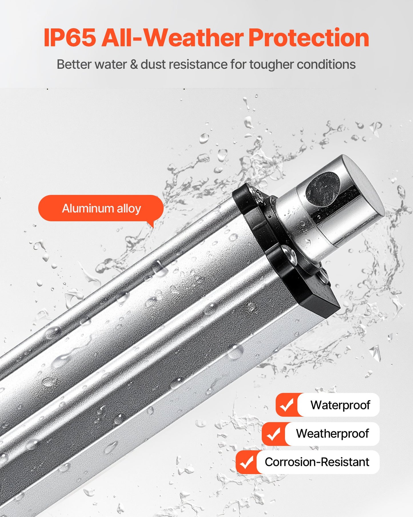 12V linjärt ställdon, 101,6 mm slaglängd IP65 vattentätt linjärt ställdon, 3000N 5 mm/s rörelseställdon med monteringsfästen för solcellsspårare, industrimaskiner, dörröppnare