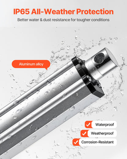 12V linjärt ställdon, 101,6 mm slaglängd IP65 vattentätt linjärt ställdon, 3000N 5 mm/s rörelseställdon med monteringsfästen för solcellsspårare, industrimaskiner, dörröppnare