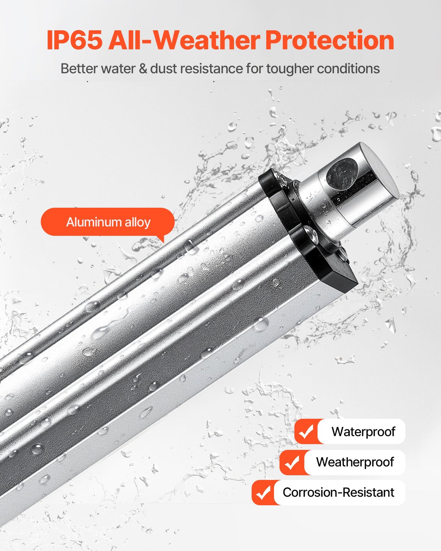 12V Linear Actuator, 152.4mm Stroke IP65 Waterproof Linear Actuator, 3000N 5mm/s Motion Actuators with Mounting Brackets for Solar Trackers, Industrial Machinery, Door Opener