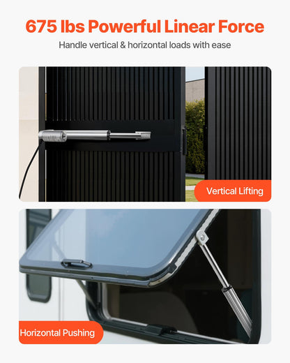 12V linjärt ställdon, 203,2 mm slaglängd IP65 vattentätt linjärt ställdon, 675lbs/3000N 0,2"/s rörelseställdon med monteringsfäste för solcellsspårare, industrimaskiner, dörröppnare