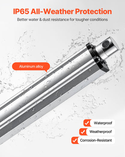 12V linjärt ställdon, 203,2 mm slaglängd IP65 vattentätt linjärt ställdon, 675lbs/3000N 0,2"/s rörelseställdon med monteringsfäste för solcellsspårare, industrimaskiner, dörröppnare