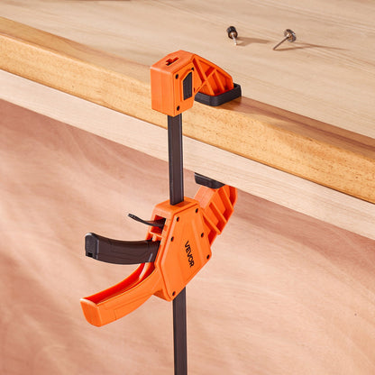 Stångklämmor för träbearbetning, 2-pack 30,48 cm enhandsklämma/spridare, snabbgreppande F-klämma med 154 kg belastningsgräns, premiumplast och kolstål, för träbearbetning metallbearbetning, orange + svart