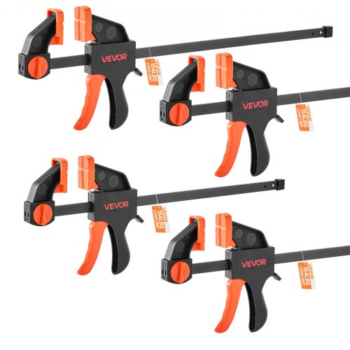 Bar Clamps for Woodworking, 2-Pack 30.48 cm and 2-Pack 15.24 cm, One-Handed Clamp/Spreader, Quick-Grip F-Clamp with 70 kg Load Limit, Premium Plastic and Steel, for Woodworking Metal working