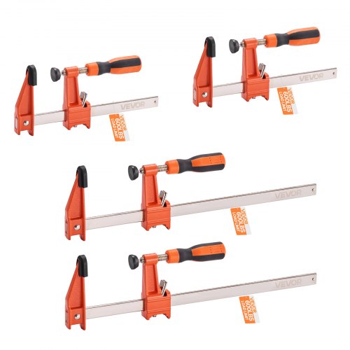 Bar Clamps for Woodworking, 2-Pack 15.24 cm and 2-Pack 30.48 cm, Lockable F-Clamp with 272 kg Load Limit, 63.5 mm Depth, Cast Iron and Carbon Steel, Wood Clamps for Woodworking Metal Working