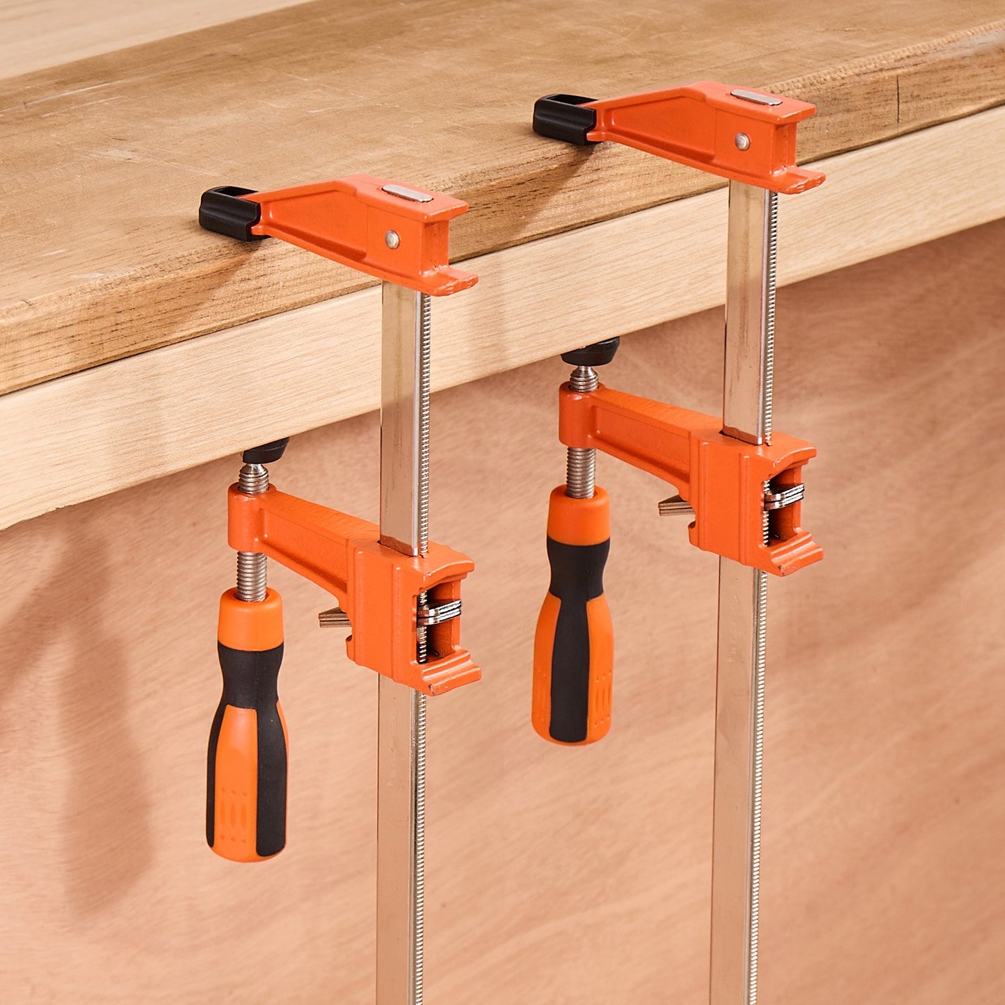 Träklämmor för träbearbetning, 2-pack 61 cm öppning, Låsbar F-klämma med 272 kg lastgräns, 63,5 mm djup, Gjutjärn och kolstål, Lättanvända, Träklämmor för träbearbetning och metallbearbetning