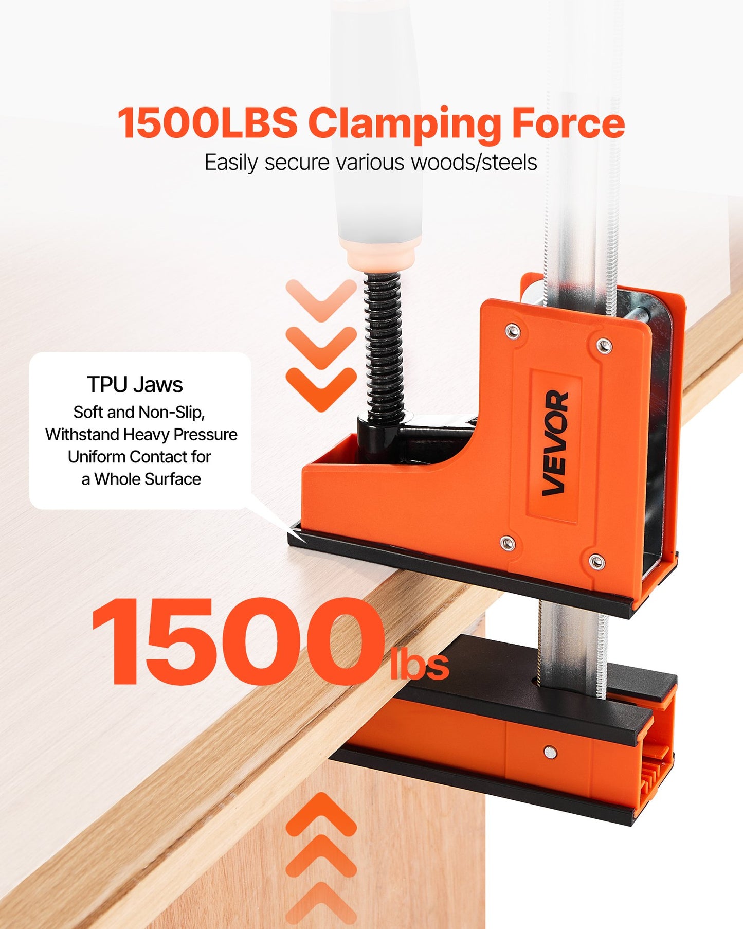 Bar Clamps for Woodworking, 2-Pack 91.4 cm Parallel Clamp Set, F-Clamp with 680 kg Load Limit, Even Pressure, High-strength Plastic and Carbon Steel, for Woodworking Metal Working, Orange