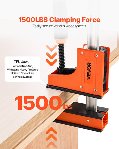 Bar Clamps for Woodworking, 2-Pack 91.4 cm Parallel Clamp Set, F-Clamp with 680 kg Load Limit, Even Pressure, High-strength Plastic and Carbon Steel, for Woodworking Metal Working, Orange