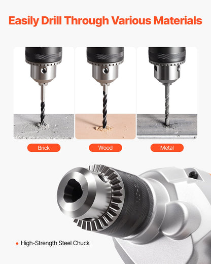 Drill Mixer, 12.7mm Corded Electric Drill Mixer Set, 0-850RPM 3.2A Mixing Drills, Mixing Drills Machine with D-Handle for Drilling & Blending, Handheld Cement Mixers for Fodder, Paint, Cement