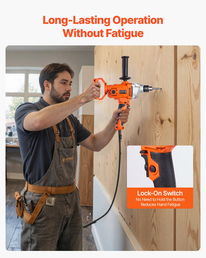 Drill Mixer, 15.89mm Corded Electric Drill Mixer Set, 0-850RPM 3.2A Mixing Drills, Mixing Drills Machine with D-Handle for Drilling & Blending, Handheld Cement Mixers for Fodder, Paint, Cement