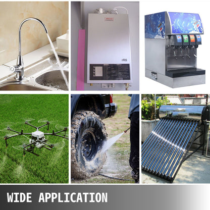 Vattentrycksmembranpump, 12V FL-40 högtrycksmembranvattenpump, 2,7 bar (40PSI) automatisk självsugande vattenpump, 17L/MIN dimsprutningsmembranpump för husvagn, båt, husbil, trädgård