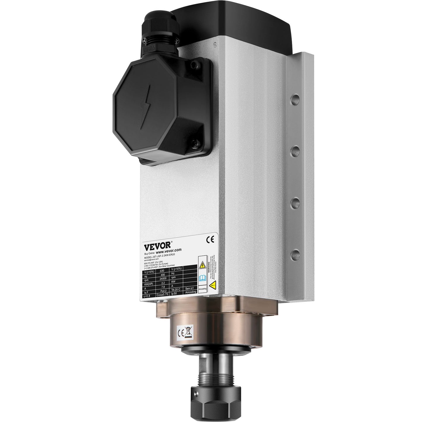 Luftkyld spindelmotor 2,2 kW CNC-spindelmotor 220 V fyrkantig luftkyld spindelmotor ER20 spännhylsa 24000 RPM CNC-spindel 6 A spindelmotor 400 Hz för CNC-router, gravyrfräsmaskin