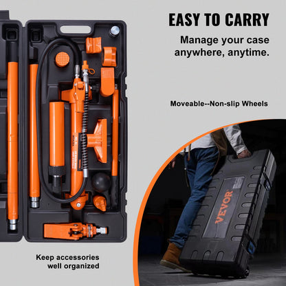 10 tons portabelt kraftpaket, hydraulcylinder med pump, domkraft med 1,4 m oljeslang, reparationsverktyg för böjd ram med förvaringsväska för bilar, garage, tung utrustning, mekaniker (22046 pund)