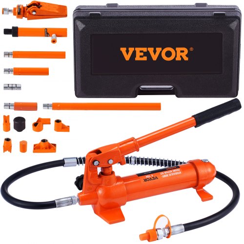 4 Ton Porta Power Kit, Portable Hydraulic Jack with 3.9 ft/1.2 m Oil Hose, Auto Body Frame Repair Kit with Storage Case for Car Repair, Truck, Farm (8800 LBS)