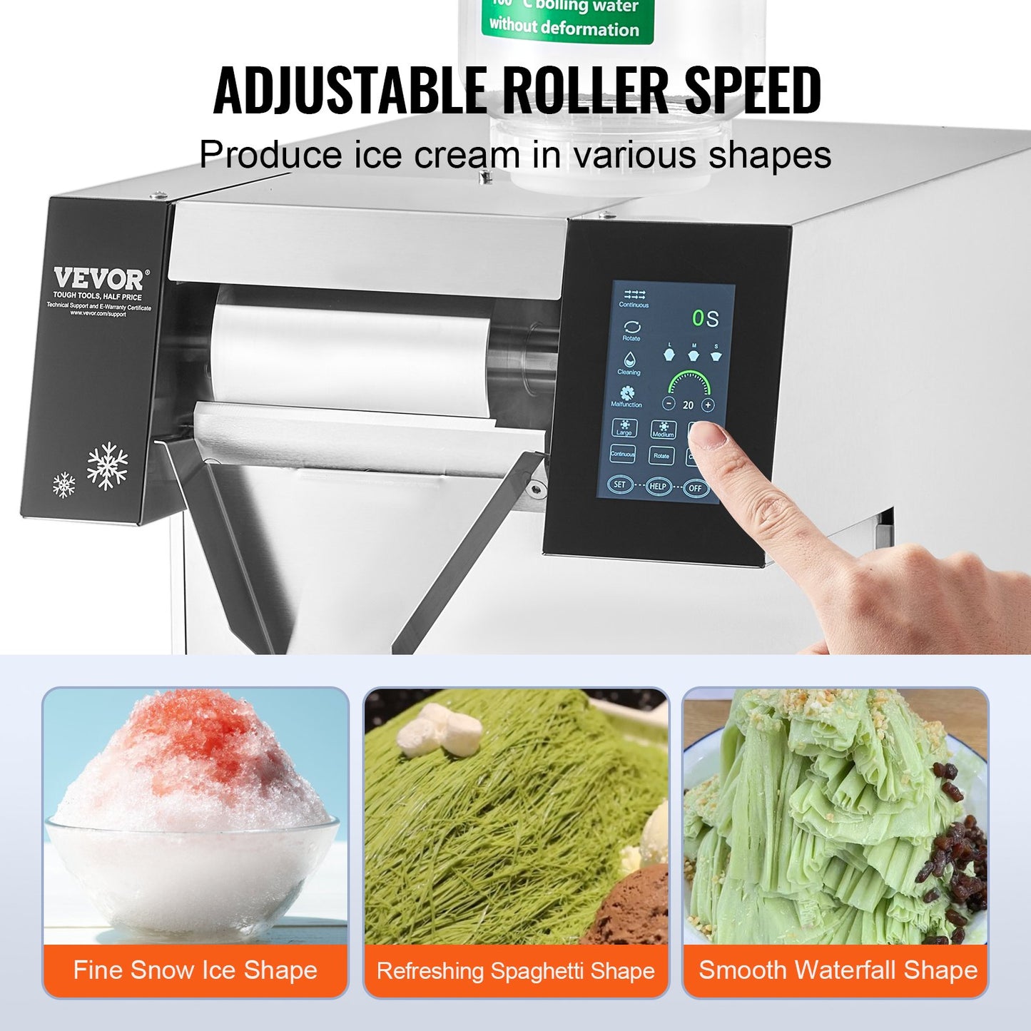 Commercial Snowflake Ice Machine, 573LBS/24H Snowflake Ice Maker, Stainless Steel Ice Shaver Machine, Electric Snow Cone Maker, Air Cooling System for Rapid Heat Dissipation, for Bakery, Cafe