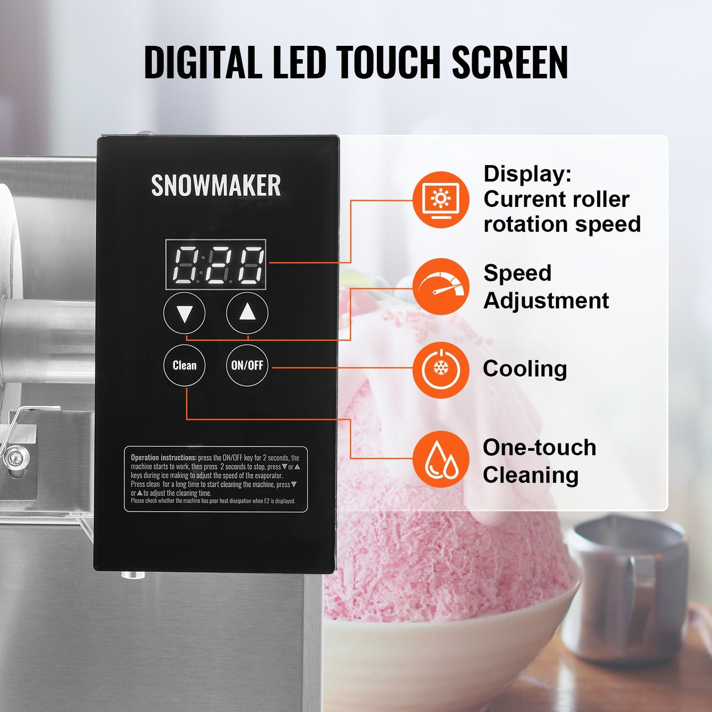 Commercial Snowflake Ice Machine, 397LBS/24H Snowflake Ice Maker, Stainless Steel Ice Shaver Machine, Electric Snow Cone Maker, Air Cooling System for Rapid Heat Dissipation, for Bakery, Cafe