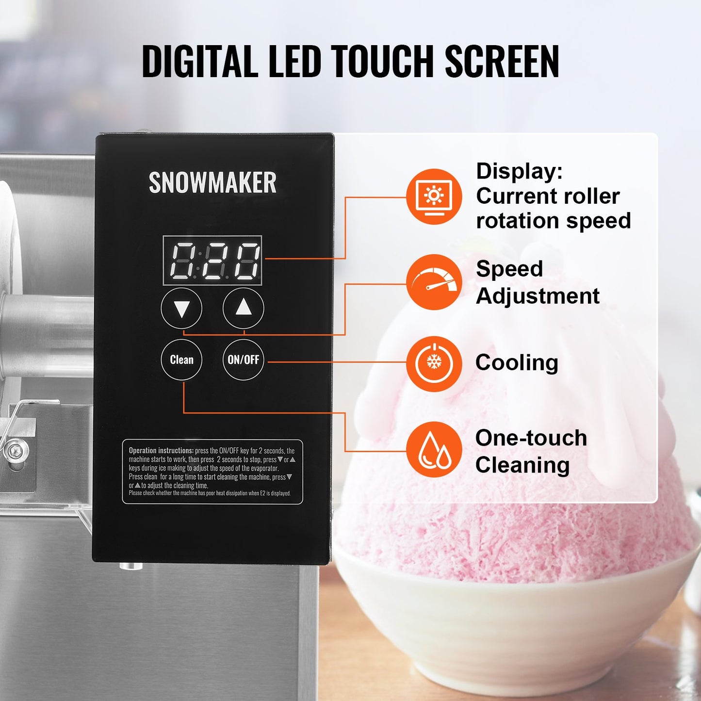 Commercial Snowflake Ice Machine, 276LBS/24H Snowflake Ice Maker, Stainless Steel Ice Shaver Machine, Electric Snow Cone Maker, Air Cooling System for Rapid Heat Dissipation, for Bakery, Cafe