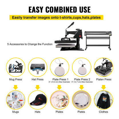 5-i-1 digital 15"x12" värmepress och 53" vinylskärare med Signmaster-programvara