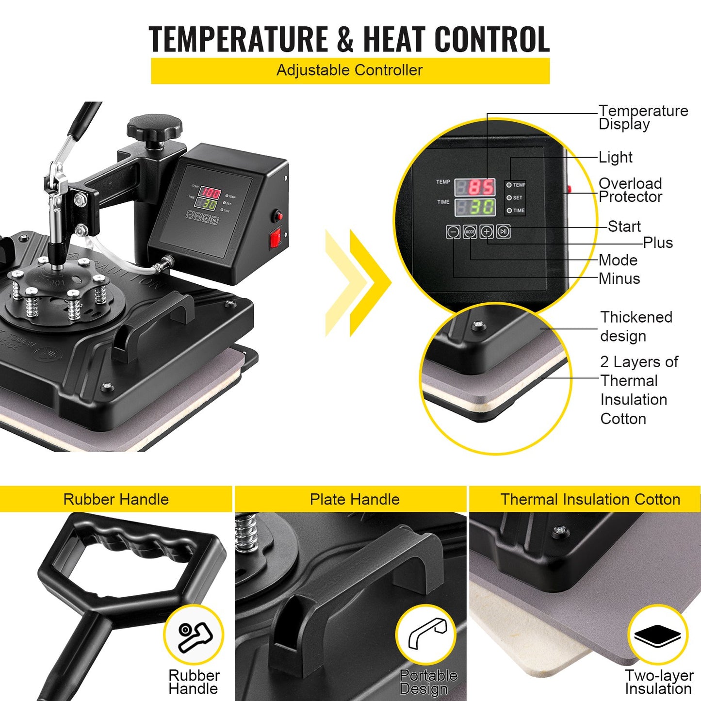 Heat Press 6 in 1 Heat Press Machine 38x30cm T-shirt Press Mug Printing Machine Multifuctional Heat Transfer Machine for T-shirt Mug Hat Plate Sublimation Printing