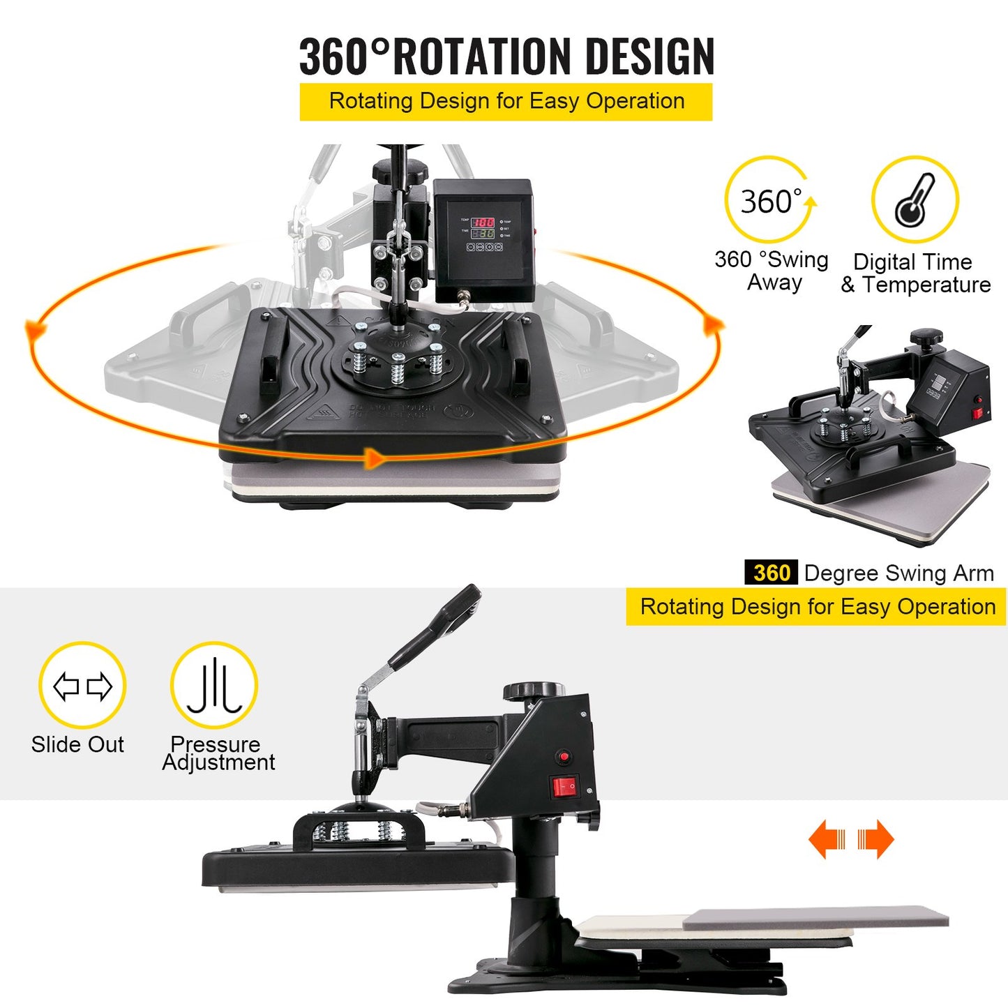 Heat Press 6 in 1 Heat Press Machine 38x30cm T-shirt Press Mug Printing Machine Multifuctional Heat Transfer Machine for T-shirt Mug Hat Plate Sublimation Printing