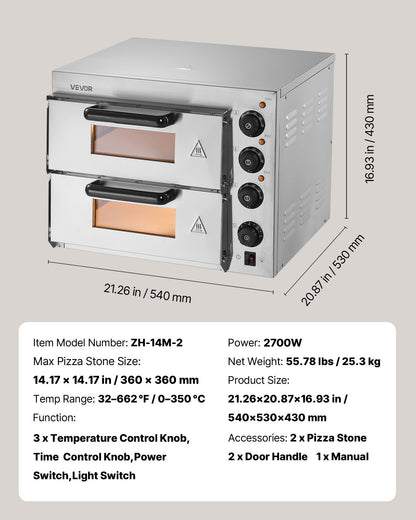 Kommersiell bänkpizzaugn Elektrisk pizzaugn för 35,6 cm pizza inomhus