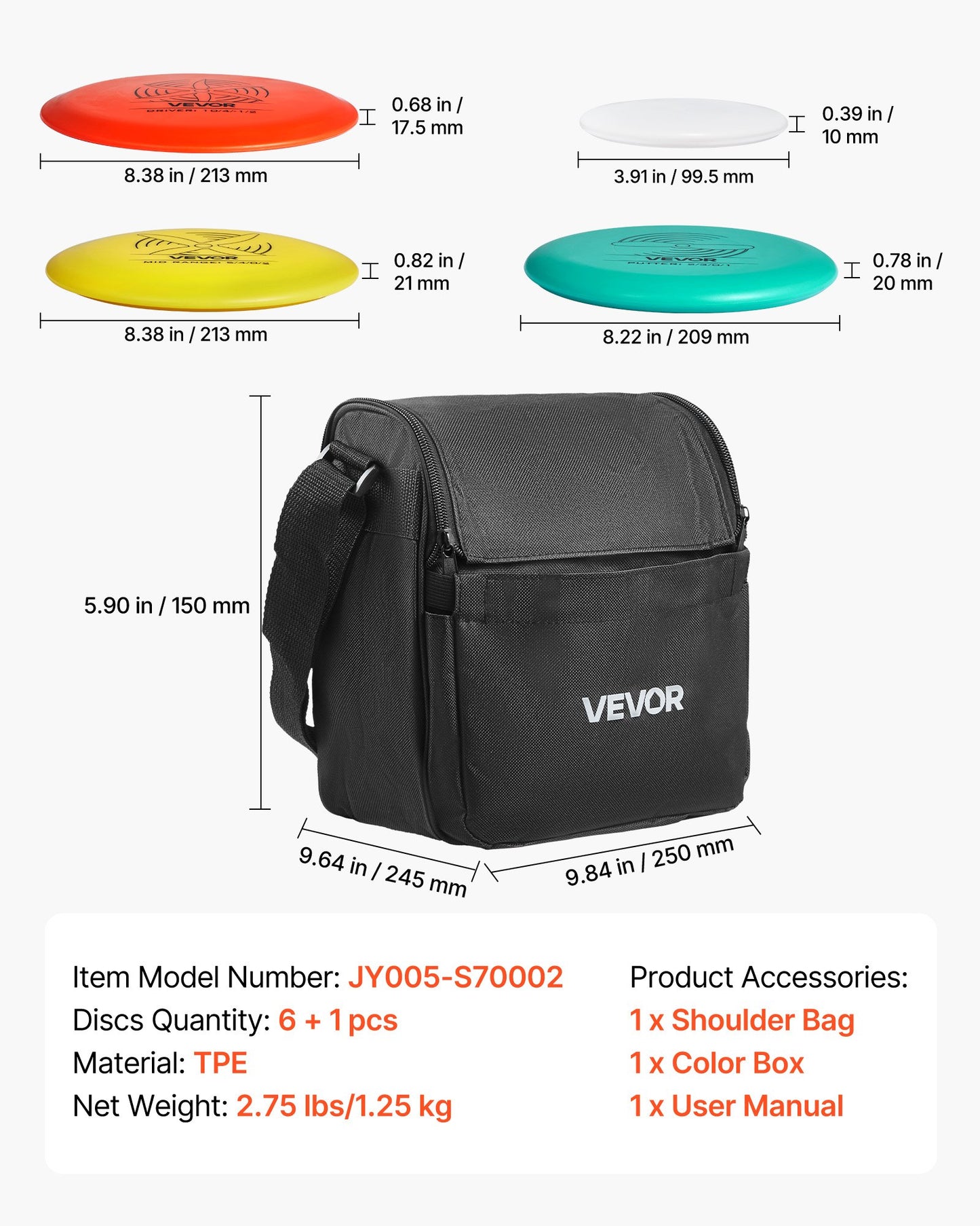 Discgolfset, 6 delar flygande skivor för nybörjare, discgolfstartset, med putter, mellanregister, driver, inklusive minimarkör, bärbar ryggsäck, för utomhusbruk, bakgård, gräsmatta, strand och park