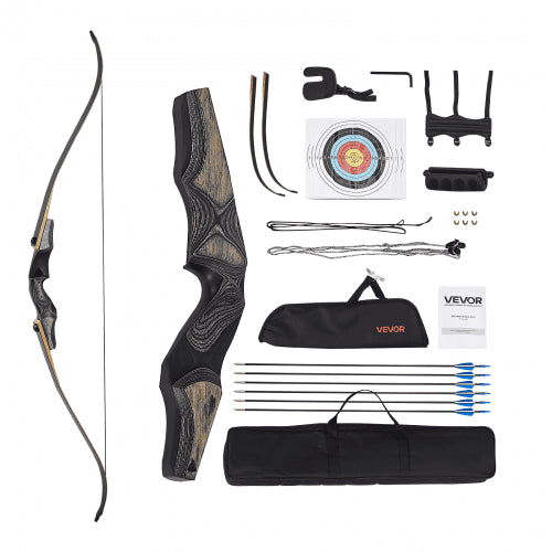 Recurve Bow and Arrows Kit, 60 inch Wooden Takedown Bows, Right Handed Ergonomic Archery Recurve Bow Package, Longbow for Outdoor Target Training Practice Hunting, Beginners to Advanced, 30 lbs