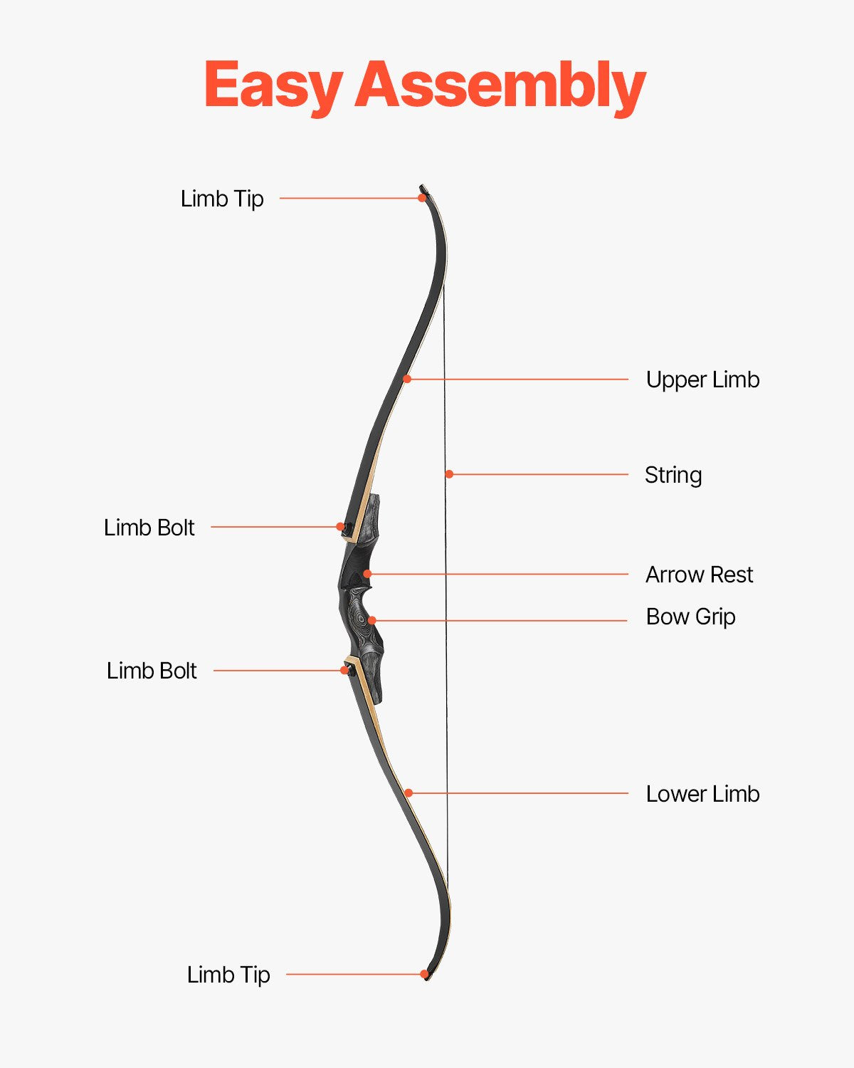 Recurvebåge och pilar-kit, 60 tums träbågar för takedown, ergonomiskt recurvebågspaket för högerhänt bågskytte, långbåge för utomhusträning, jakt, nybörjare till avancerad, 22,5 kg