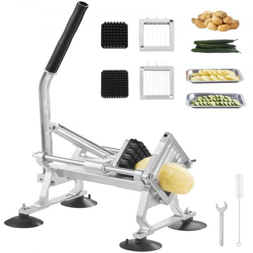 Kommersiell grönsaksskärare, 1/4"+3/8"+1/2" fruktskärare, grönsaksskärare i rostfritt stål och aluminiumlegering, manuell skivare med halkfria fötter, för rädisor, lök, potatis