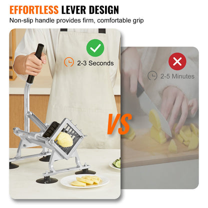 Kommersiell grönsaksskärare, 1/2 tums fruktskärare, grönsaksskärare i rostfritt stål och aluminiumlegering, manuell skivare med halkfria fötter, för rädisor, lök, potatis, citroner