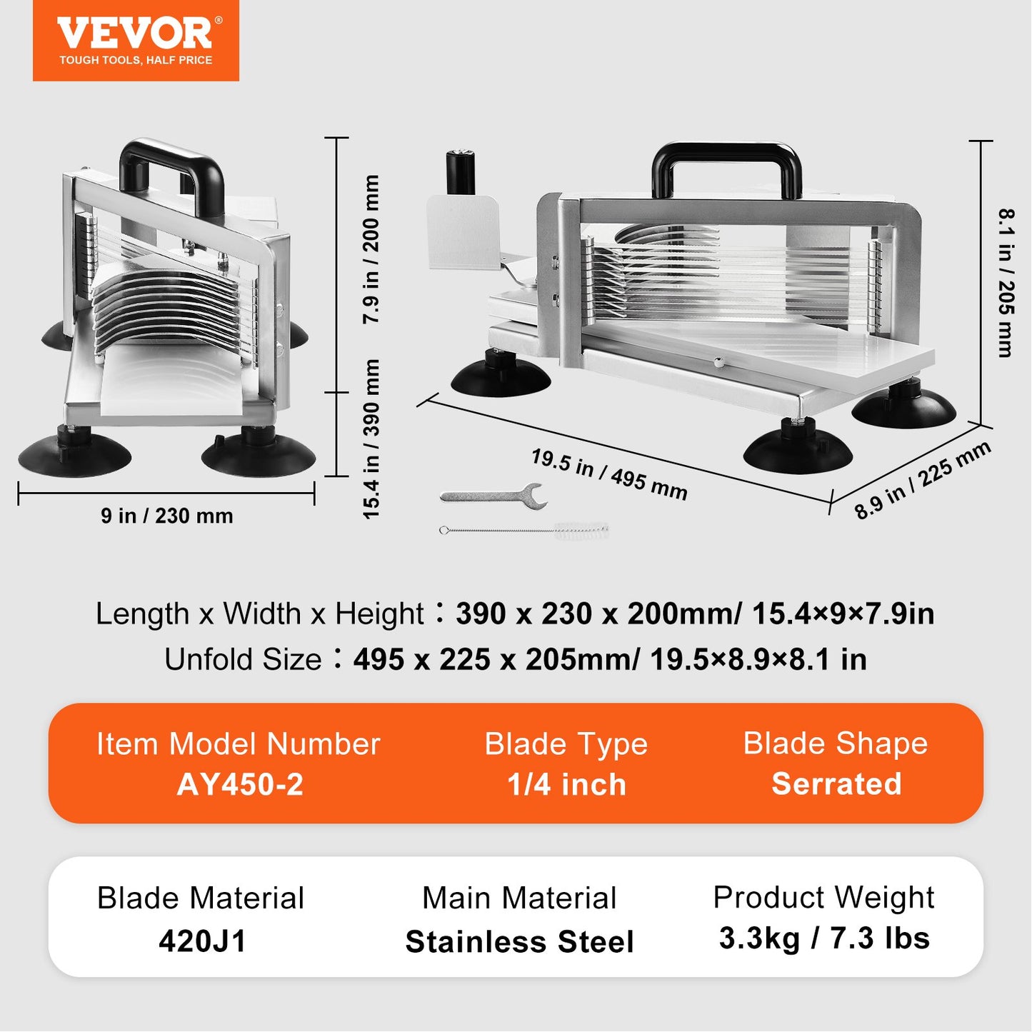 Commercial Tomato Slicer, 1/4 inch Tomato Cutter Slicer, Stainless Steel Heavy Duty Tomato Slicer Machine, Manual Tomato Slicer with Non-slip Feet, for Cutting Tomatoes, Cucumbers, Bananas