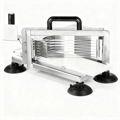 Kommersiell tomatskärare, 3/8 tums tomatskärare, kraftig tomatskärare i rostfritt stål, manuell tomatskärare med halkfria fötter, för att skära tomater, gurkor, bananer