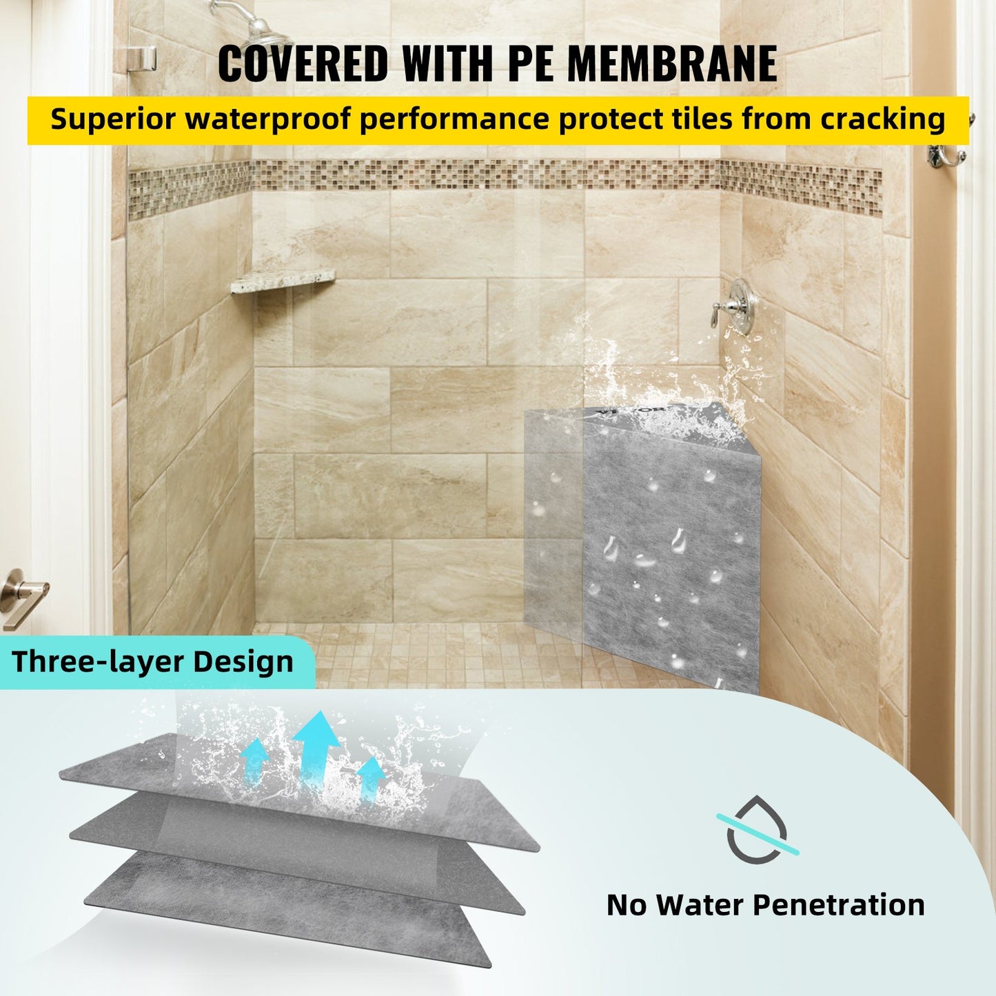 Tile Shower Seat, 22.4" x 16" x 20" Ready To Tile Shower Seat, Factory Waterproof & 100% Leak Proof Tileable Shower Corner Seat, 440 lbs Load-bearing Triangular Board Shower Bench