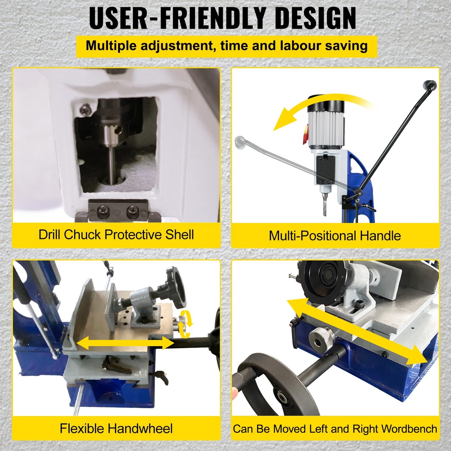 Woodworking Mortise Machine, 373 W(1/2 HP) 1400RPM Powermatic Mortiser, With Movable Work Bench Benchtop Mortising Machine, For Making Round Holes Square Holes Or Special Square Holes In Wood