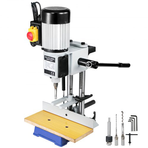 Träbearbetningsmaskin för mortisering, 550W 2800 RPM Powermatic mortiser, ihålig mortiser med mejselbitssatser, bänkmonterad mortisermaskin, för att göra runda hål eller fyrkantiga hål i trä