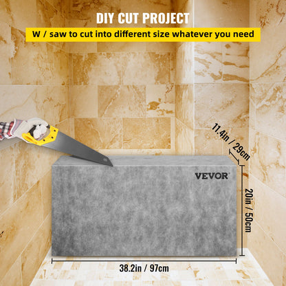 Kakelmonterad duschsits, 91 x 28 x 51 cm, färdig att kaklas, fabriksvattentät och 100 % läckagesäker, kakelbar hörnsits för dusch, 180 kg lastbärande rektangulär duschbänk av skiva