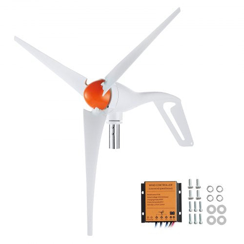 500W vindturbingenerator, 12V vindturbinsats, 3-bladig vindkraftgenerator med MPPT-regulator, justerbar vindriktning och 2,5 m/s startvindhastighet, lämplig för hem, gård, husbilar, båtar