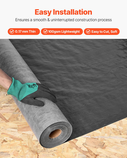 House Wrap, 1220 x 76200 mm, 0.17 mm Thick Vapor Barrier, Heavy Duty Plastic Sheeting for Tear-resistant, Drop Cloth Vapor Barrier Covering for Residential & Commercial Construction, Black