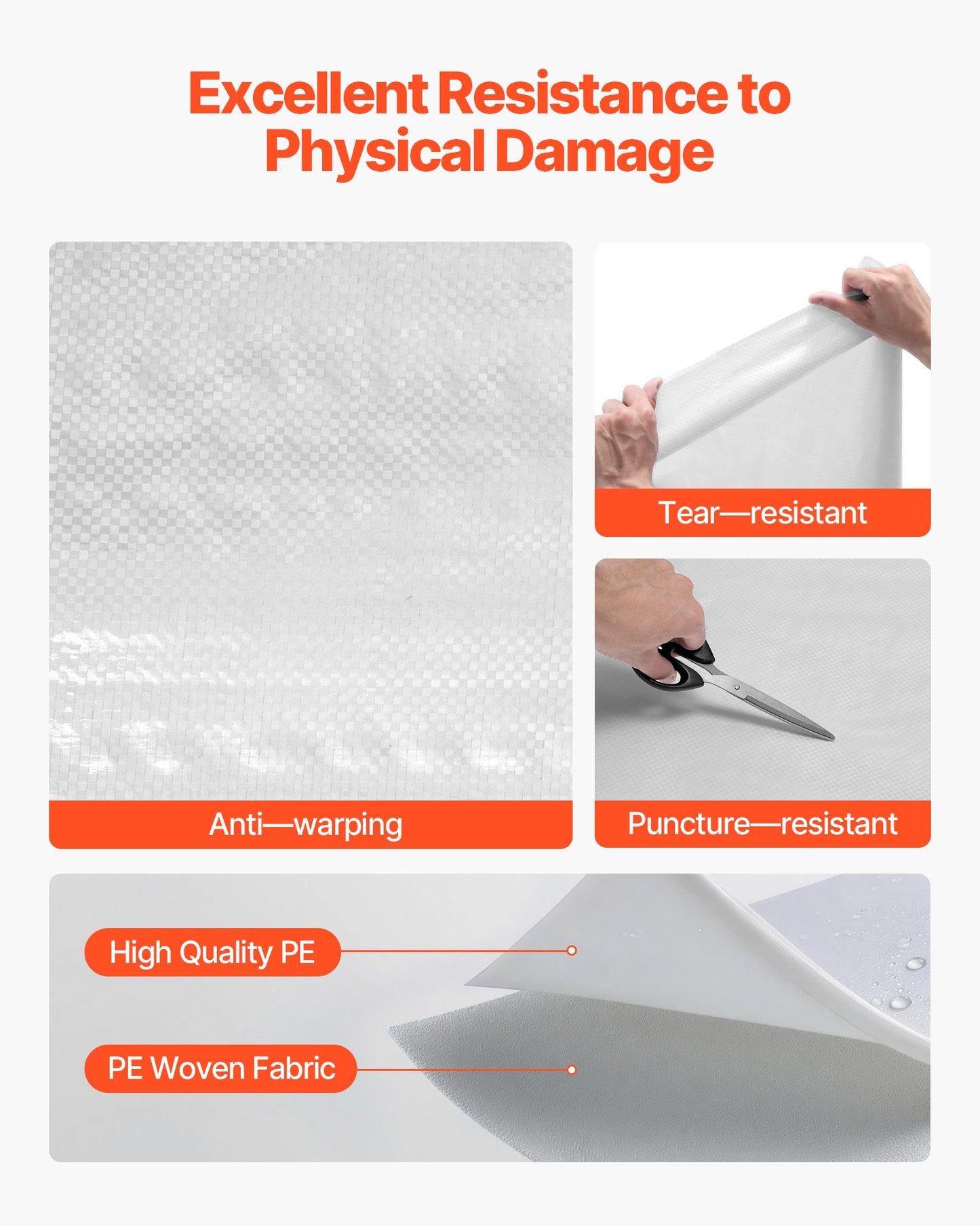 House Wrap, 2740 x 22860 mm, 0.13 mm Thick Vapor Barrier, Heavy Duty Plastic Sheeting for Tear-resistant, Drop Cloth Vapor Barrier Covering for Residential & Commercial Construction, White