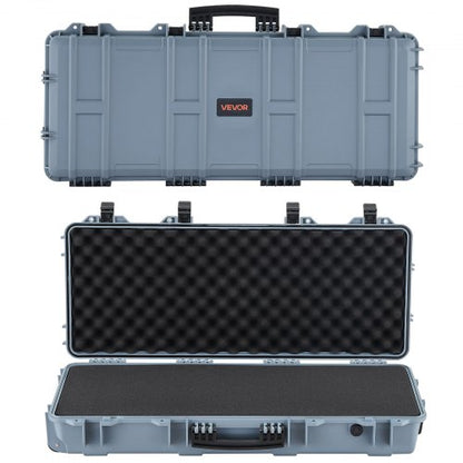 Hard Rifle Case, Lockable Rifle Case with 4 Layers Pre-cut Foams, 914 mm Gun Storage with Wheels, IP67 Waterproof & Dustproof Pistol Storage Cases for Rifles, Shotguns, Airsoft Guns, Grey
