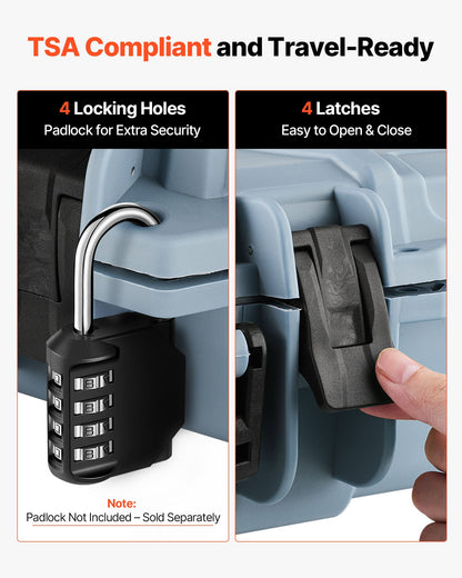 Hard Rifle Case, Lockable Rifle Case with 4 Layers Pre-cut Foams, 914 mm Gun Storage with Wheels, IP67 Waterproof & Dustproof Pistol Storage Cases for Rifles, Shotguns, Airsoft Guns, Grey